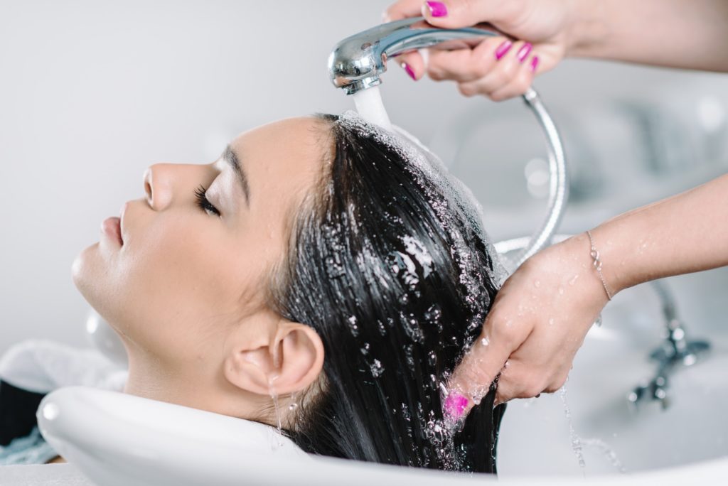 Washing hair in hair salon